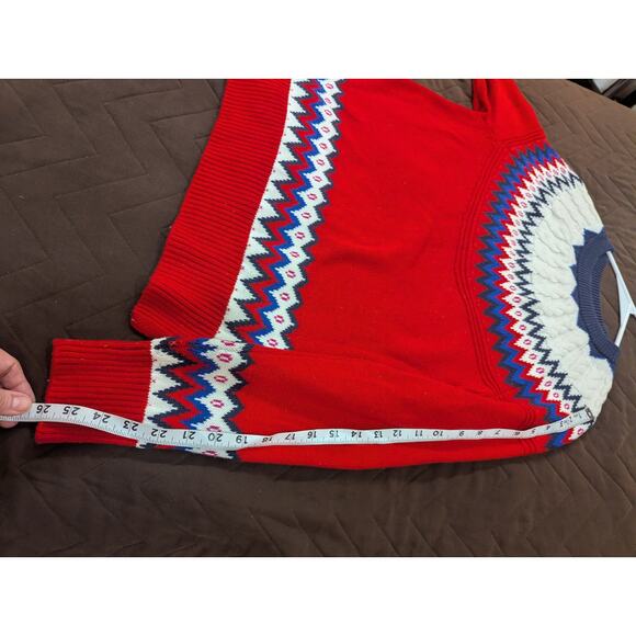 Fair Isle style red white & blue chunky knit sweater by Charter Club size Medium - Picture 7 of 8